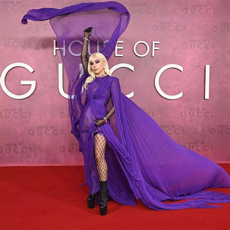 lady gaga purple gucci dress|Lady Gaga purple dress.